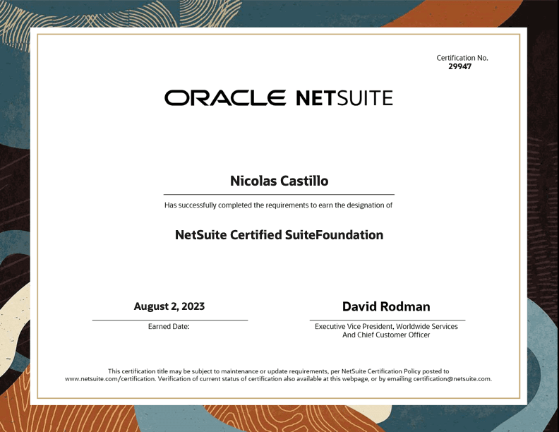 NetSuite Certified SuiteFoundation